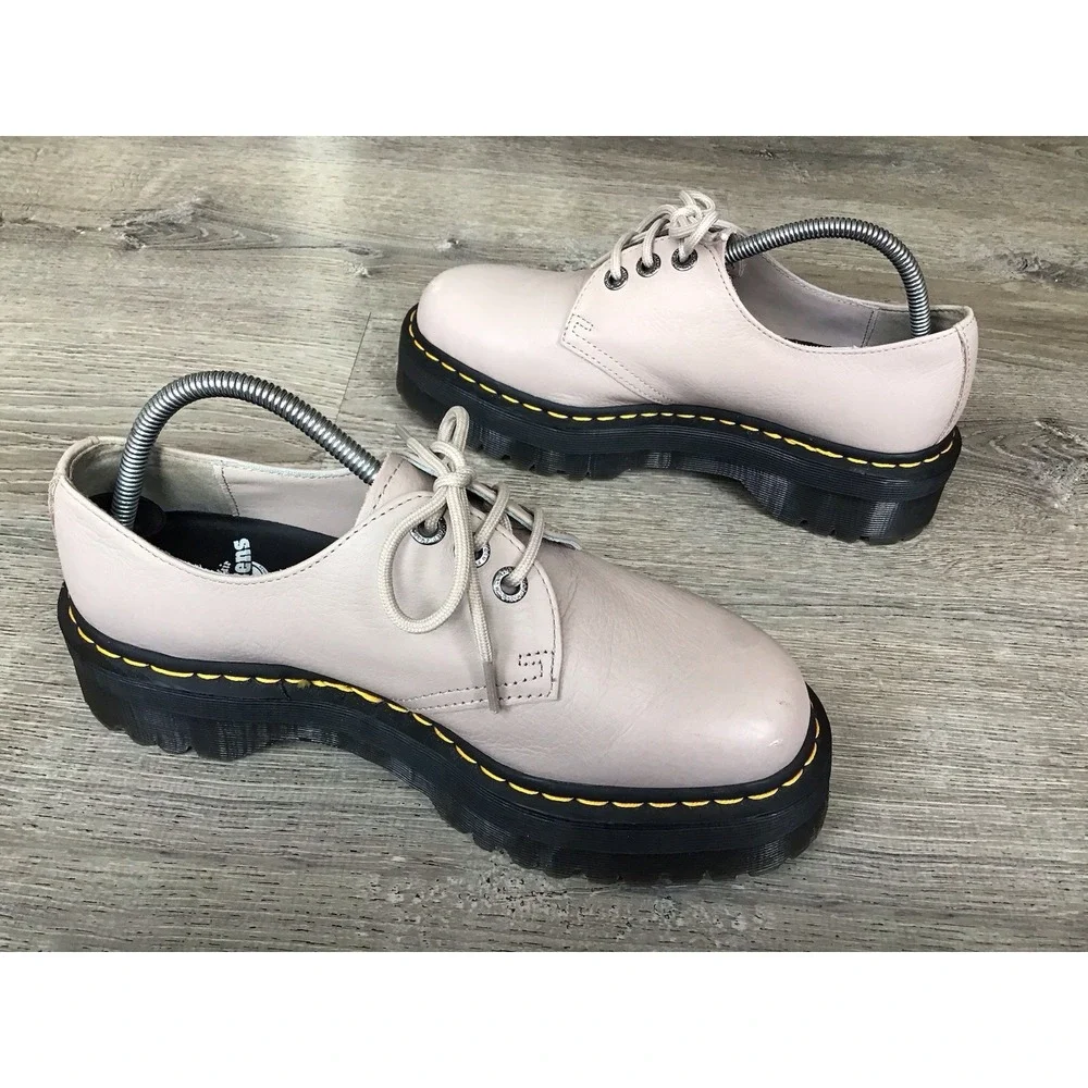 Dr. Martens 31167 Taupe Leather Oxford Lace-Up Shoes Men's US 9 Women's US 10